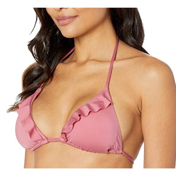 Soluna Under Sun Triangle Ruffle Swim Bikini Top Mulberry Pink Medium NWT - Picture 1 of 4